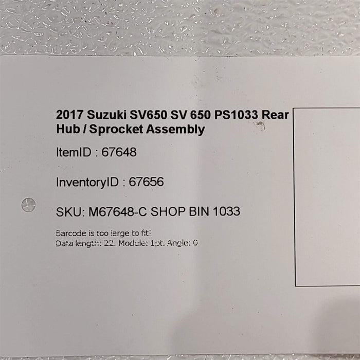 2006 Suzuki SV650 SV 650 Rear Hub Drive Sprocket Assembly PS1033