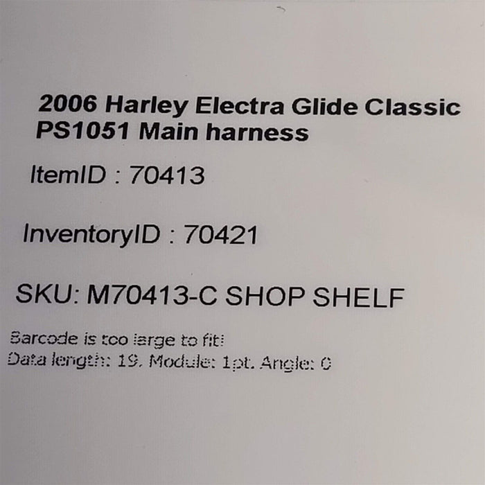2006 Harley Electra Glide Classic Main Wiring Harness Loom PS1051