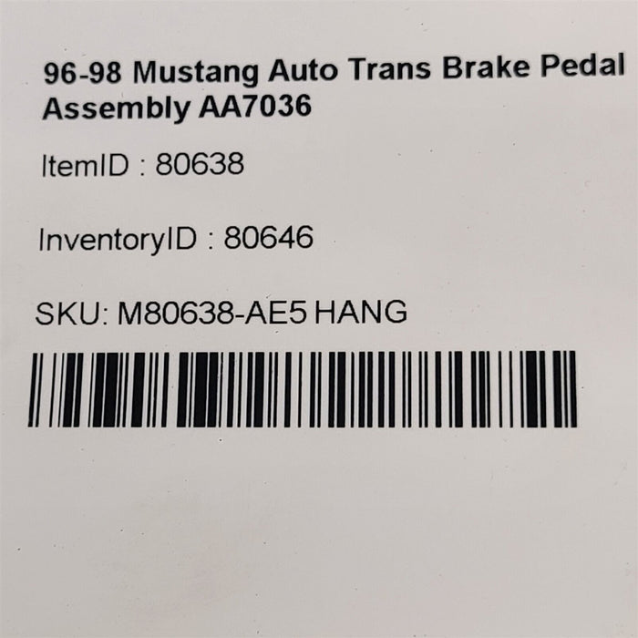 96-98 Mustang Auto Trans Brake Pedal Assembly AA7036