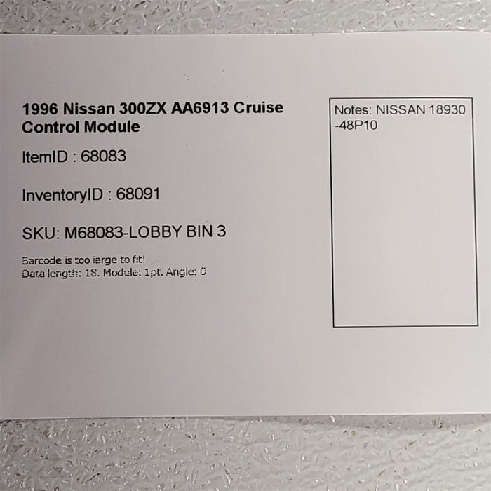 90-96 Nissan 300ZX Cruise Control Module AA6913