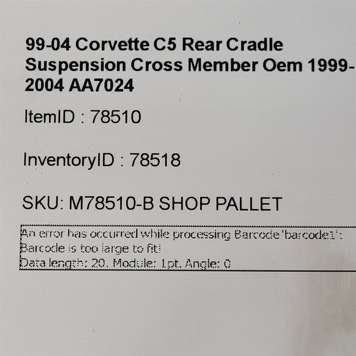 99-04 Corvette C5 Rear Cradle Suspension Cross Member Oem 1999-2004 AA7024