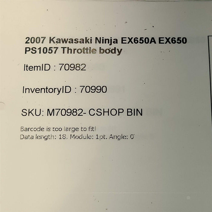 2007 Kawasaki Ninja EX650A EX650 Throttle Body Bodies Fuel Injectors PS1057
