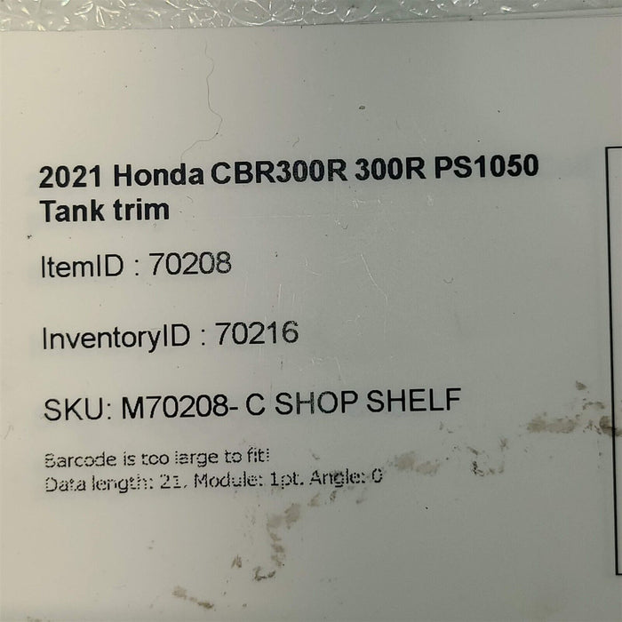 2021 Honda CBR300R 300R Tank Trim Cover Bezel PS1050