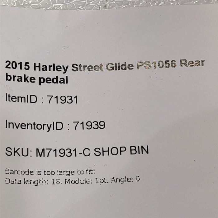 2015 Harley Street Glide Rear Brake Pedal PS1056