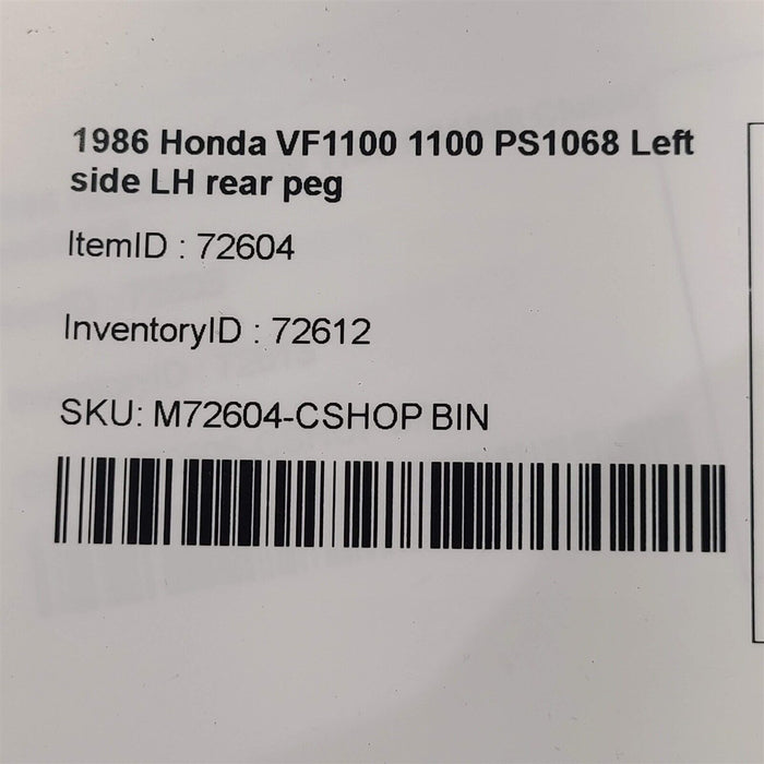 83-36 Honda Vf1100 1100 Left Side Lh Rear Foot Peg Rest Ps1068