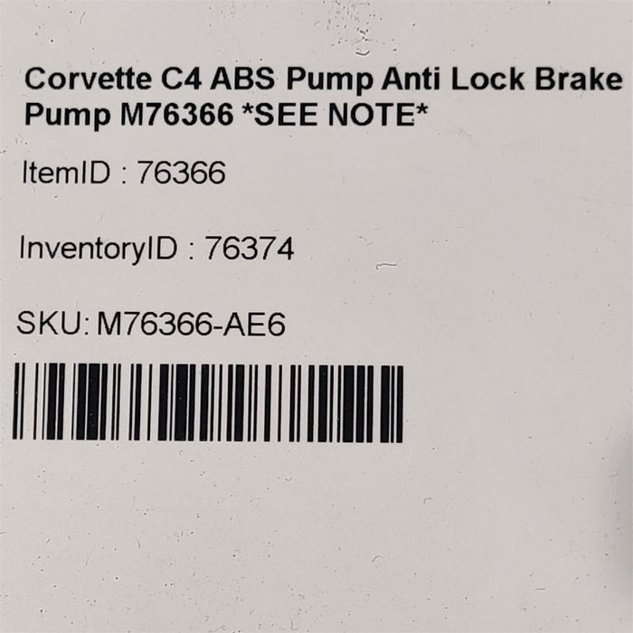 92-94 Corvette C4 ABS Pump Anti Lock Brake Pump M76366