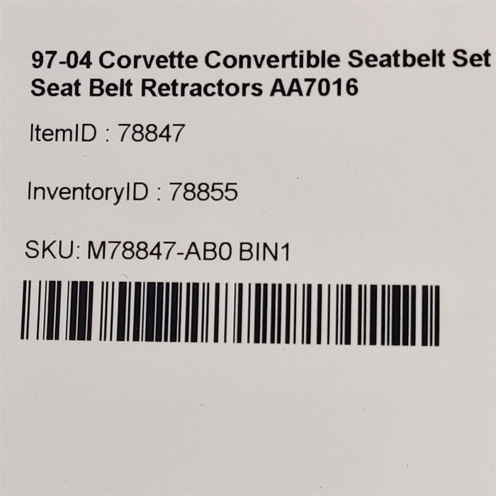 03-04 Corvette Convertible Seatbelt Set Seat Belt Retractors Shale AA7016