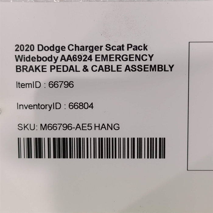 2020 Dodge Charger Scat Pack Widebody Emergency Park Brake Pedal & Cable Aa6924