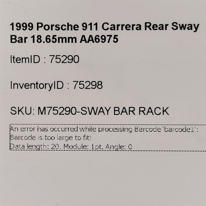 1999 Porsche 911 996 Carrera Rear Sway Bar 18.65mm AA6975