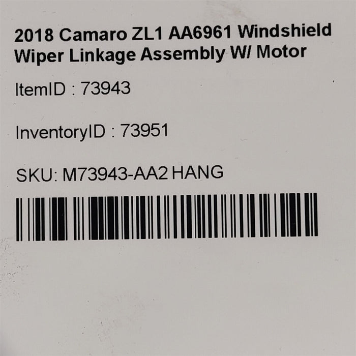 16-20 Camaro ZL1 Windshield Wiper Linkage Assembly W/ Motor AA6961