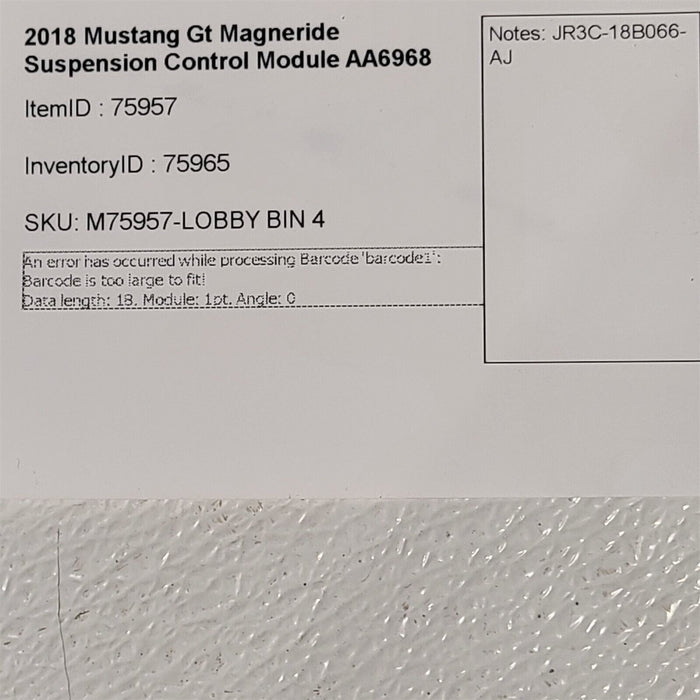18-20 Mustang Gt Magneride Suspension Control Module Aa6968
