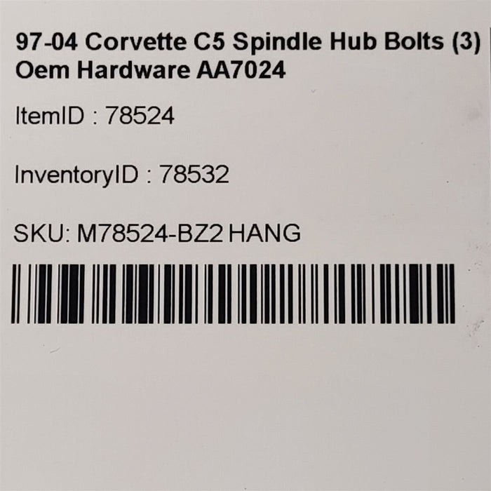 97-04 Corvette C5 Spindle Hub Bolts (3) Oem Hardware AA7024