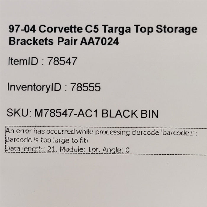 97-04 Corvette C5 Targa Top Storage Brackets Pair Mounts Mount AA7024