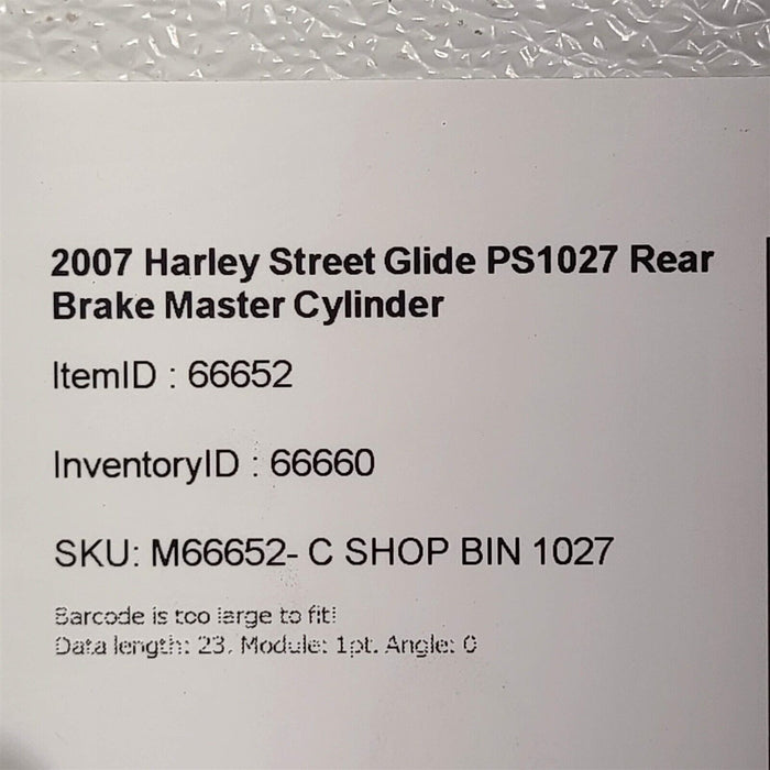 2007 Harley Street Glide Rear Brake Master Cylinder PS1027
