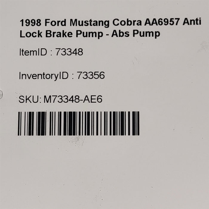 1998 Ford Mustang Cobra Anti Lock Brake Pump Abs Pump AA6957
