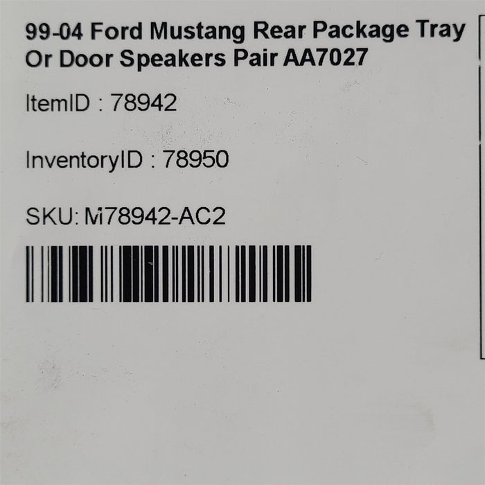 99-04 Ford Mustang Rear Package Tray Or Door Speakers Pair AA7027