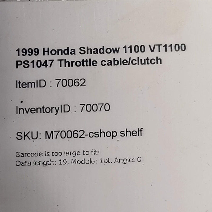 1999 Honda Shadow 1100 VT1100 Throttle Clutch Cable Set PS1047