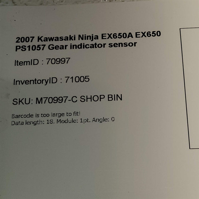 2007 Kawasaki Ninja EX650A EX650 Gear Indicator Sensor Switch OEM PS1057