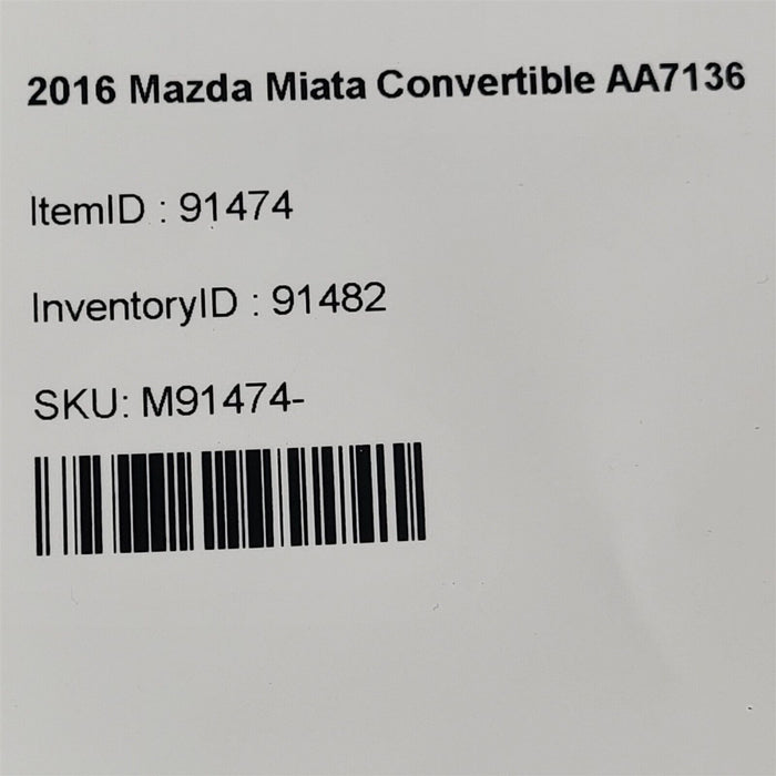 16-23 Mazda Miata Mx-5 Driver Door Glass Window Lh Aa7136