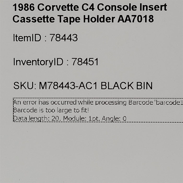 84-89 Corvette C4 Console Insert Cassette Tape Holder AA7018