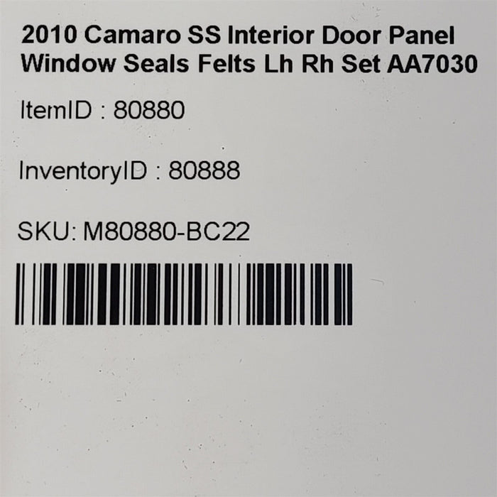 10-15 Camaro SS Interior Door Panel Window Seals Felts Lh Rh Set AA7030