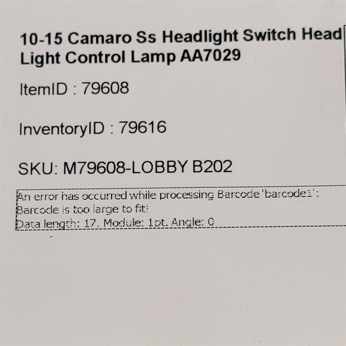 10-15 Camaro Ss Headlight Switch Head Light Control Lamp AA7029