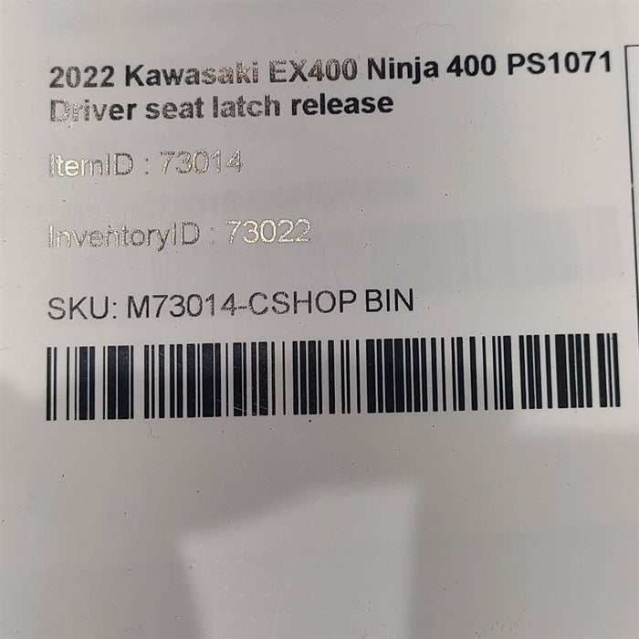 2022 Kawasaki Ex400 Ninja 400 Driver Seat Latch Release Ps1071