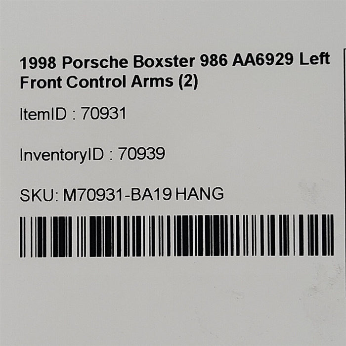 97-04 Porsche Boxster 986 Driver Front Control Arms AA6929