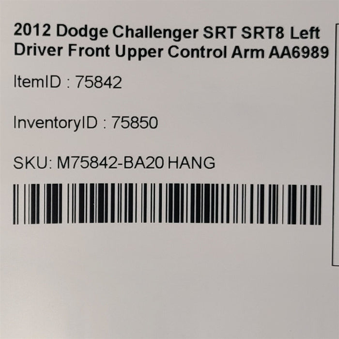 11-22 Dodge Challenger SRT SRT8 Left Driver Front Upper Control Arm AA6989