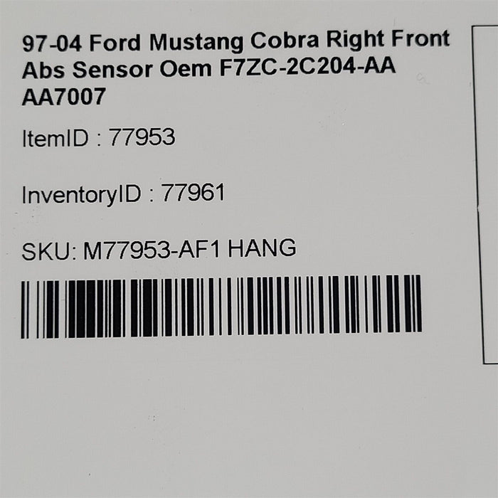 97-04 Ford Mustang Cobra Right Front Abs Sensor Oem F7ZC-2C204-AA AA7007