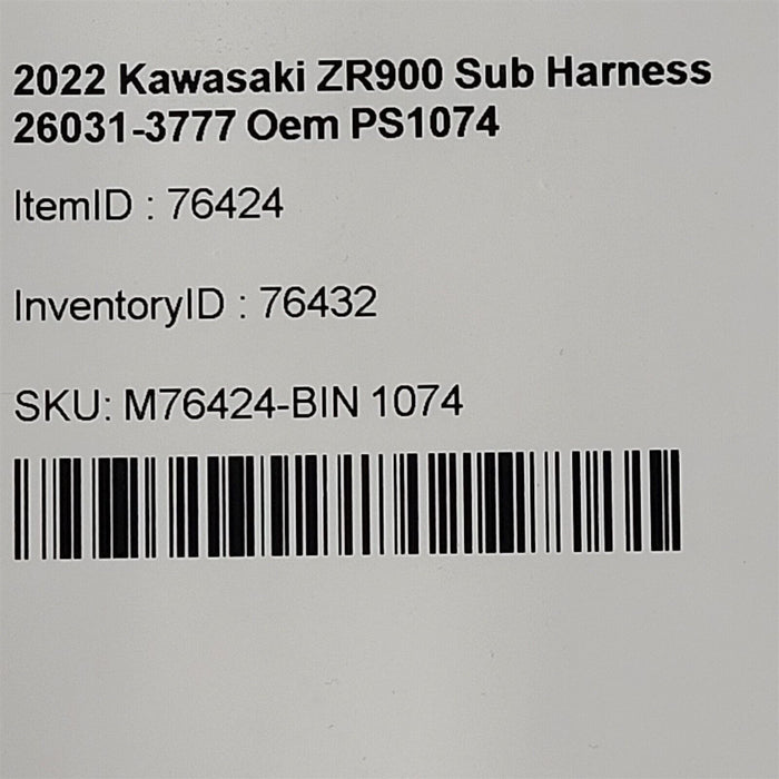 2022 Kawasaki ZR900 Sub Wiring Harness Fuel Injection 26031-3777 Oem PS1074