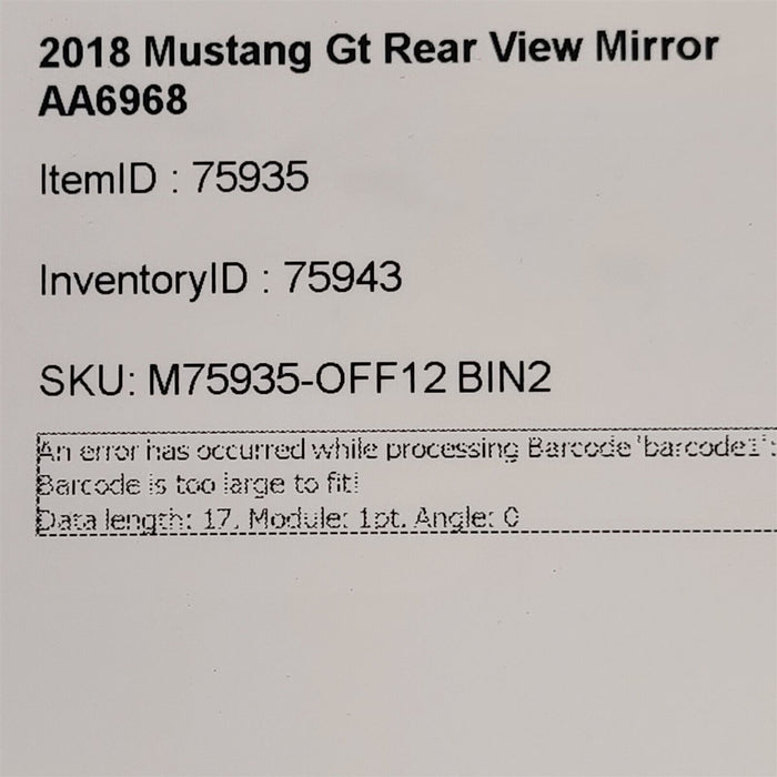 15-20 Mustang Gt Rear View Mirror Aa6968