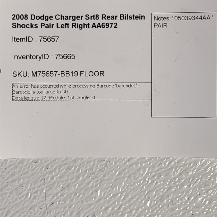 08-10 Dodge Charger Srt8 Rear Bilstein Shocks Pair Left Right AA6972