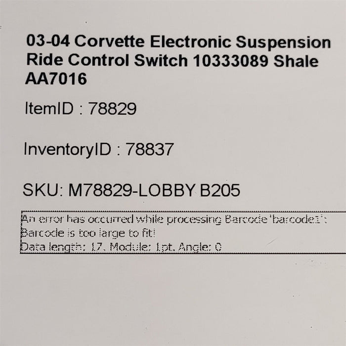 03-04 Corvette Electronic Suspension Ride Control Switch 10333089 Shale AA7016