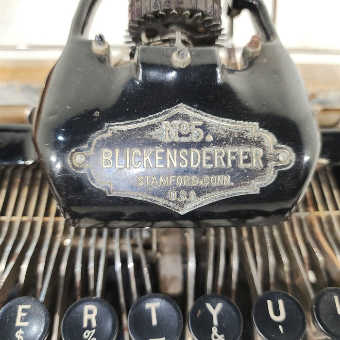 BLICKENSDERFER No 5. Antique Typewriter With Original Wood Storage Case Box