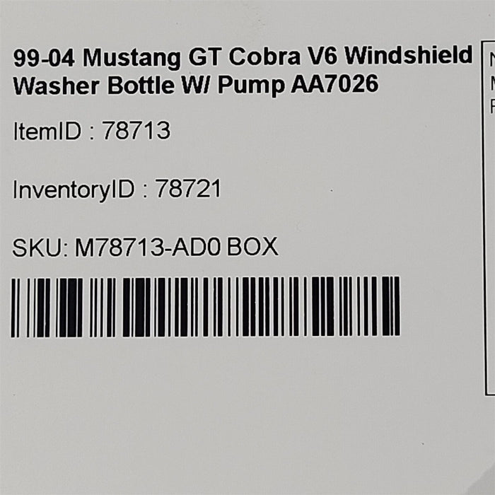 99-04 Mustang GT Cobra V6 Windshield Washer Bottle W/ Pump AA7026