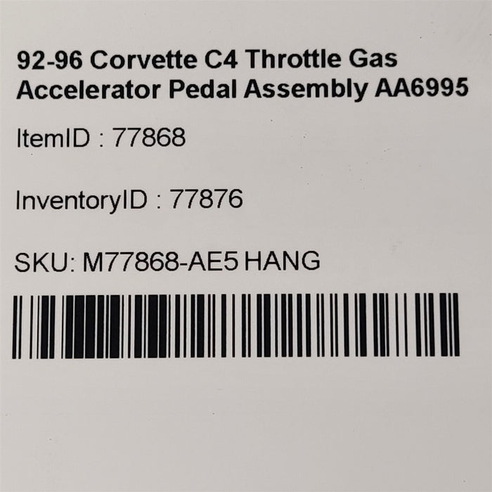 92-96 Corvette C4 Throttle Gas Accelerator Pedal Assembly AA6995