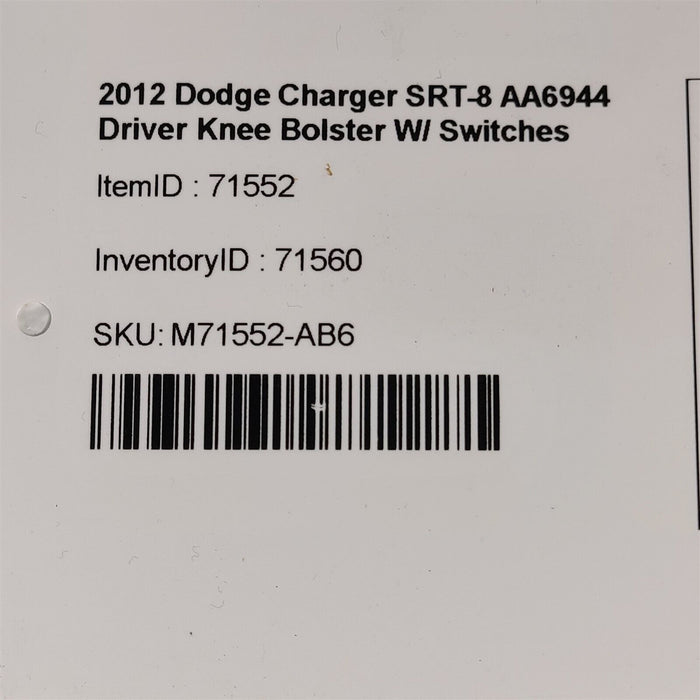 2012 Dodge Charger SRT-8 Driver Knee Bolster Lower Dash Panel Trim AA6944