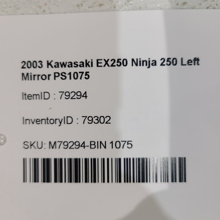 2003 Kawasaki EX250 Ninja 250 Left Mirror PS1075