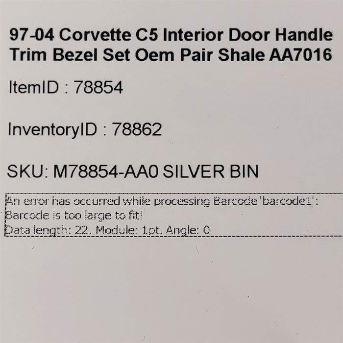 03-04 Corvette C5 Interior Door Handle Trim Bezel Set Oem Pair Shale AA7016