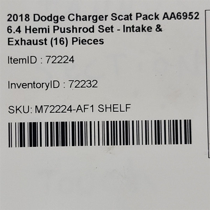 2018 Dodge Charger Scat Pack Hemi Pushrod Set Intake Exhaust (16) 6.4L AA6952