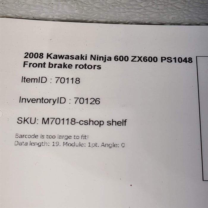 2008 Kawasaki Ninja 600 ZX600 Front brake rotors rotor pair PS1048