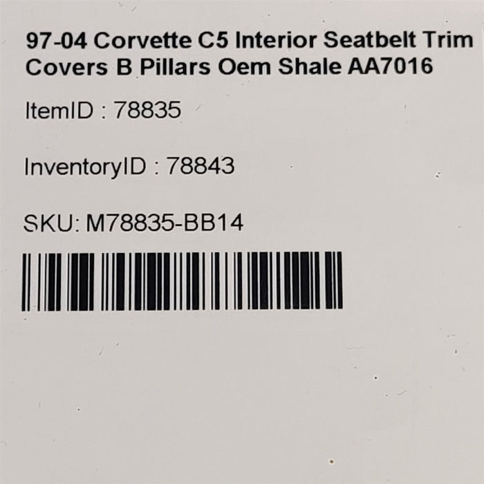 03-04 Corvette C5 Interior Seatbelt Trim Covers B Pillars Oem Shale AA7016
