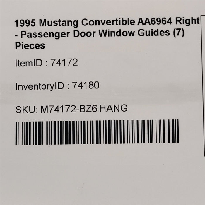94-95 Ford Mustang Passenger Door Window Glass Guide Track RH AA6964