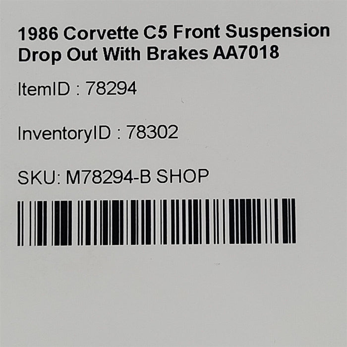 86-87 Corvette C4 Front Suspension Cradle With Brakes AA7018 *SEE NOTE*
