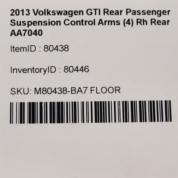12-13 Volkswagen GTI Golf Rear Passenger Suspension Control Arms (4) Rh AA7040