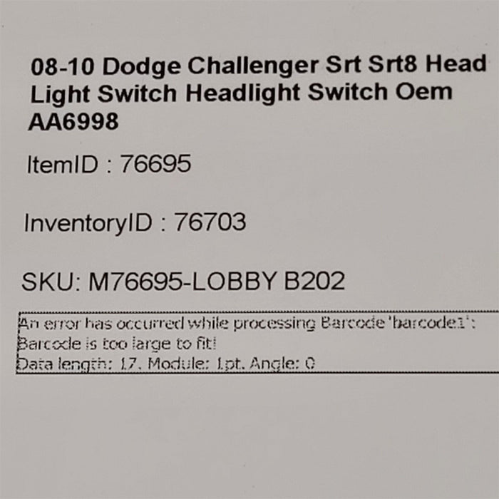 08-10 Dodge Challenger Srt Srt8 Head Light Switch Headlight Switch Oem AA6998