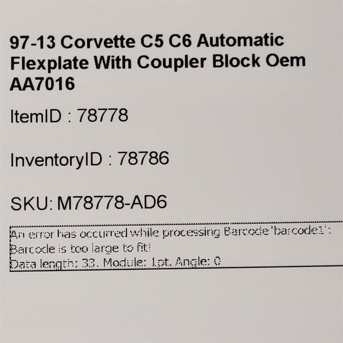 97-13 Corvette C5 C6 Automatic Flexplate With Coupler Block Oem AA7016