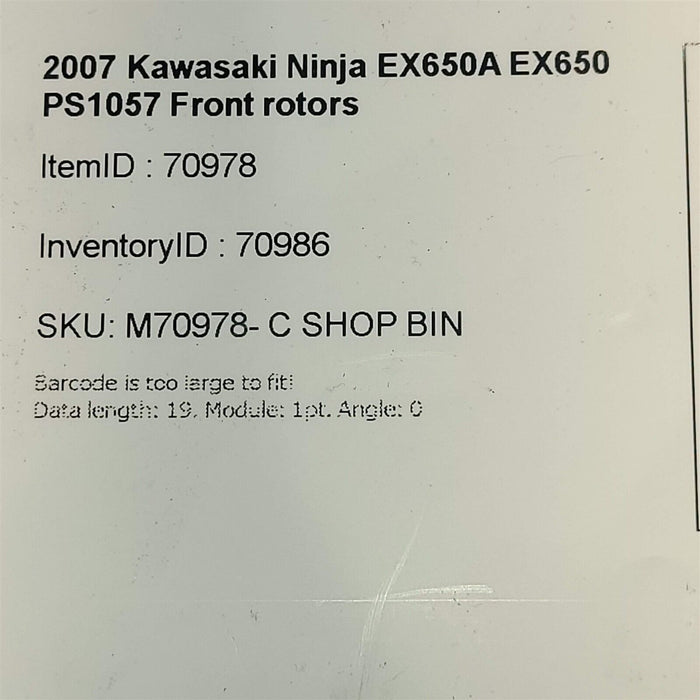 2007 Kawasaki Ninja EX650A EX650 Front Brake Rotor Set Pair Rotors PS1057