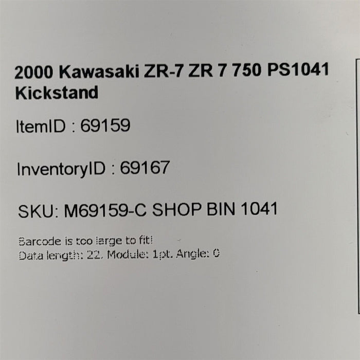 2000 Kawasaki ZR-7 ZR 7 750 PS1041 Kickstand Stand PS1041